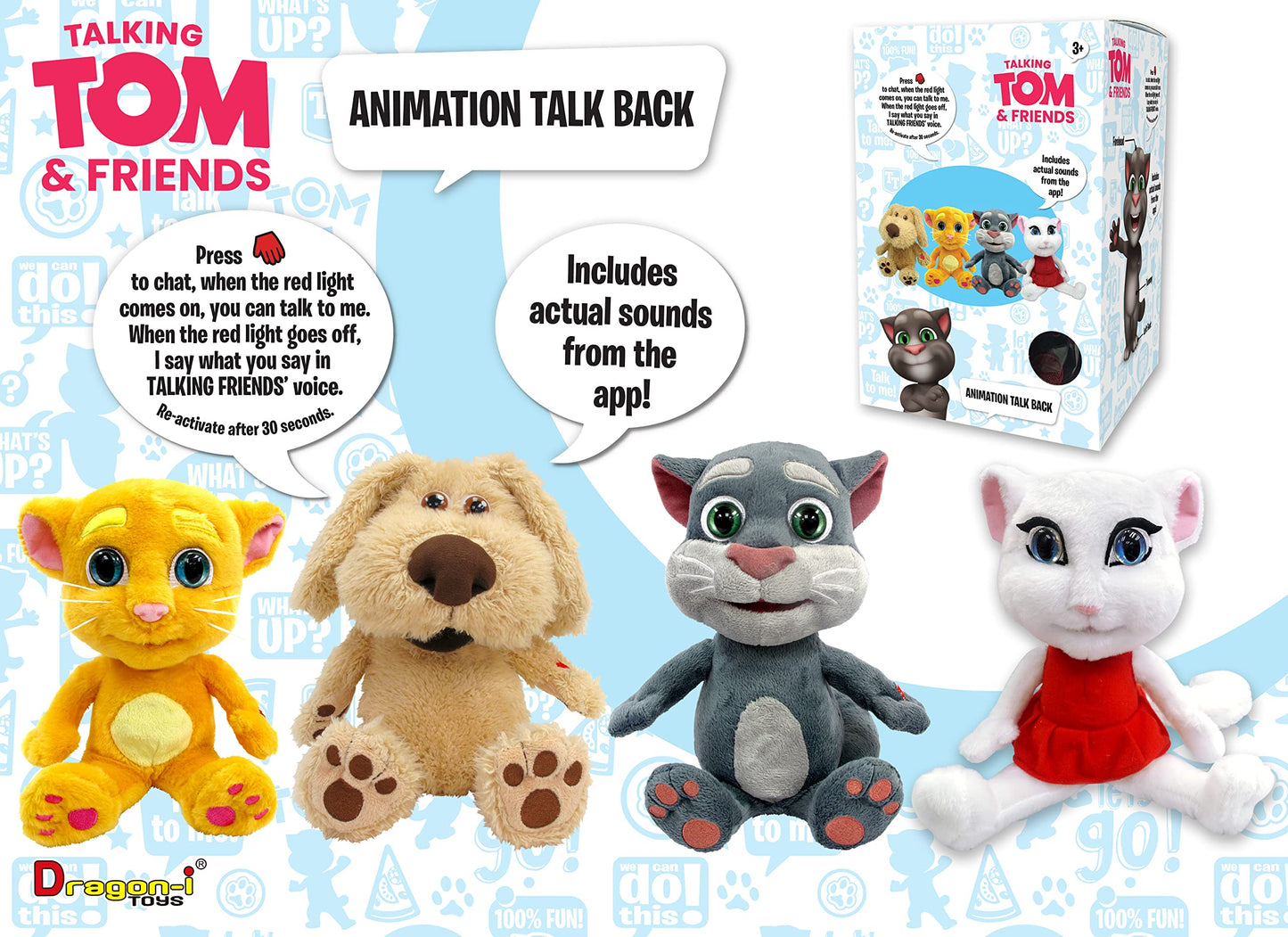 Talking Friends Talkback Tom 12 Inch Interactive Cuddly Plush With App Sound Effects