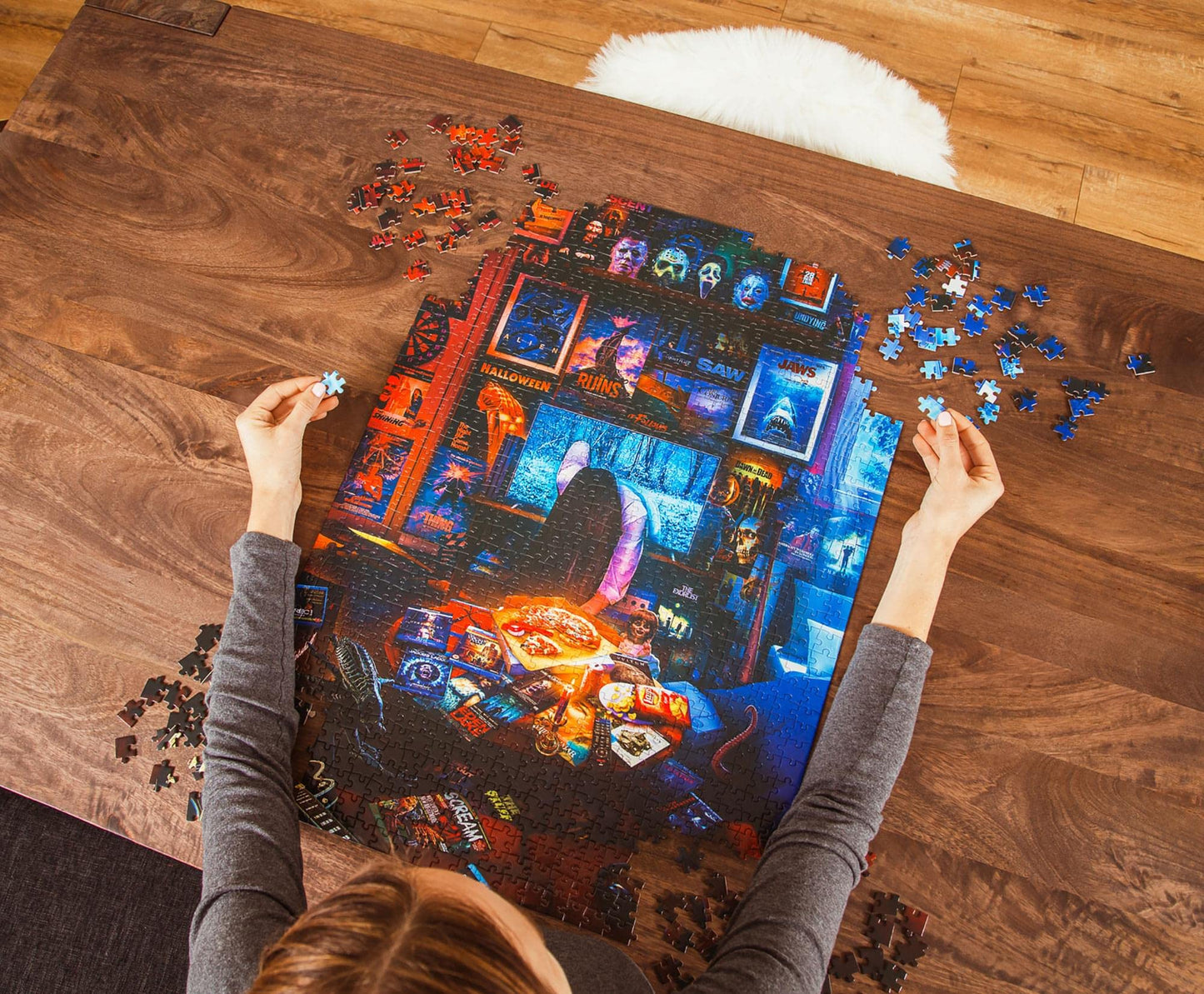 House of Horrors and Scary Movies 1000 Piece Jigsaw Puzzle by Rachid Lotf | Interactive Brain Teaser Board Game for Adults, Educational Toys & Games | 28 x 20 Inches