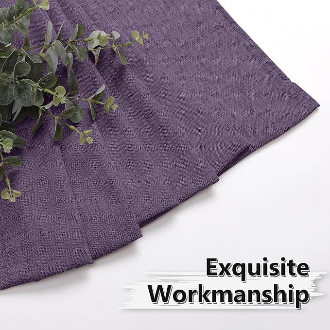 Tollpiz Linen Curtains Bedroom Rod Pocket Semi Sheer Curtain Burlap Light Filtering Thick Linen Drapes for Living Room, 54 x 84 inches Long, Royal Purple, Set of 2 Panels