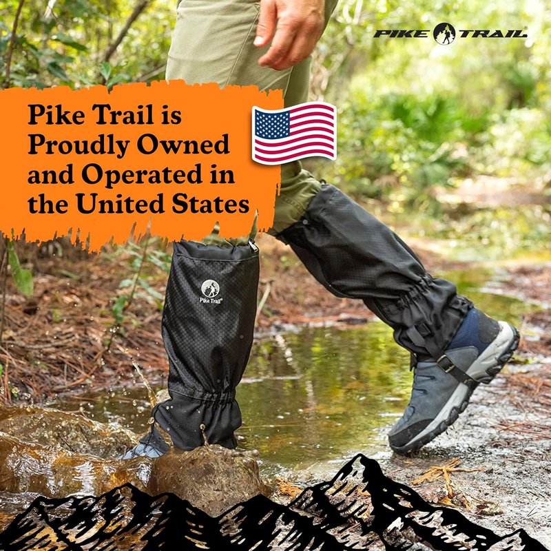 Pike Trail Adjustable Leg Gaiters - Waterproof & Lightweight Leg Guards for Hiking, Trekking | Unisex, 1 Pair