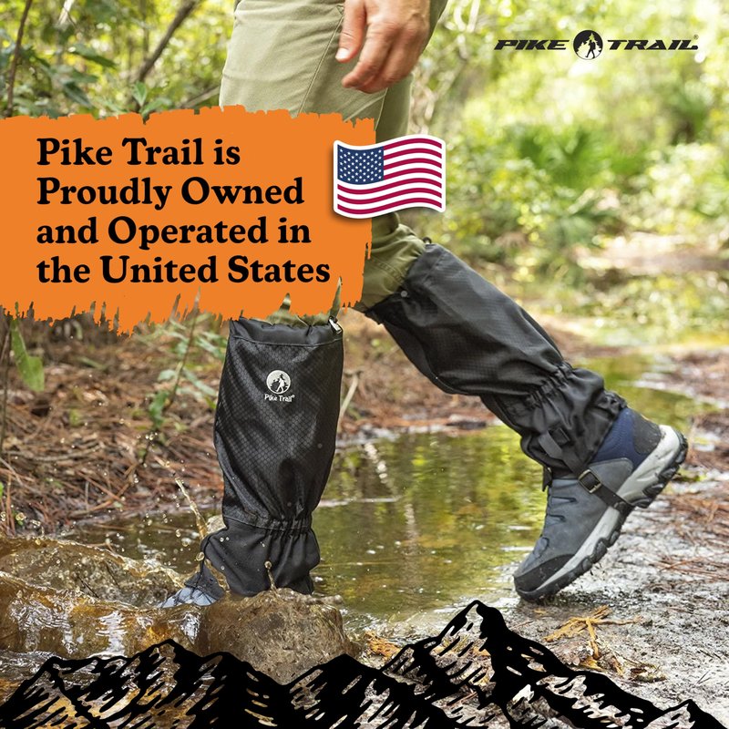 Pike Trail Adjustable Leg Gaiters - Lightweight, Waterproof - Leg Guards for Men & Women - Hiking Essentials Ideal for Hunting, Trekking & Fishing - Defense Force Camo - 1 Pair