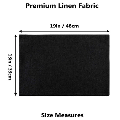 Home Brilliant Black Placemats Set of 6 Heat Resistant Dining Table Fall Halloween Place Mats Kitchen Cloth Table Mats, Black