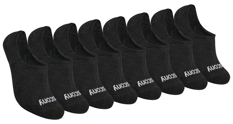 Saucony Women's Performance 8, 16 Pairs No Show Cushioned Invisible Liner Socks, S-L, Black Basic (8 Pairs), Small