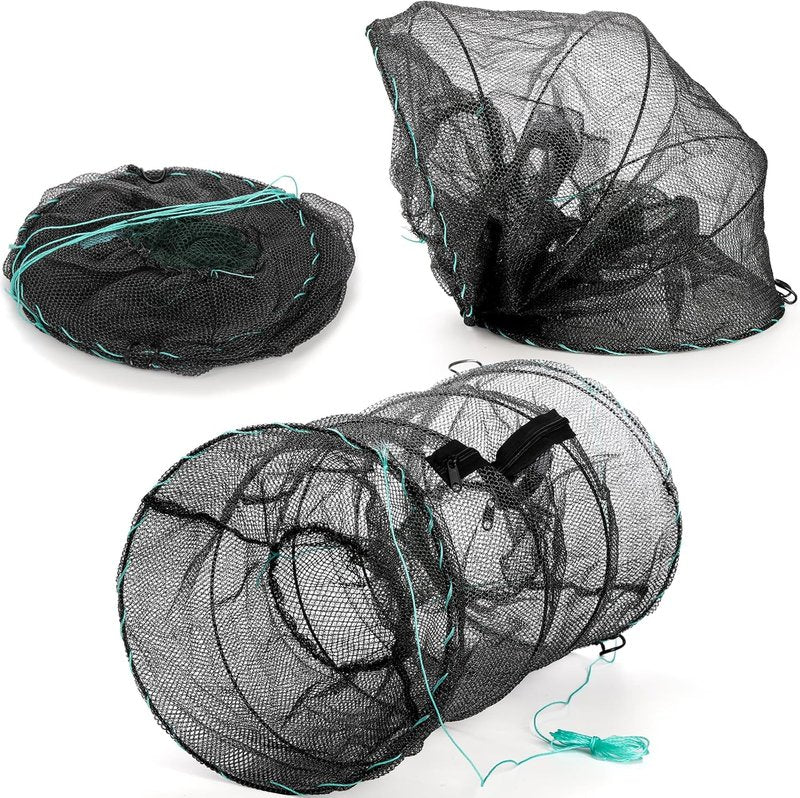 ZENFUN Fishing Bait Trap Set - 2 Pcs Collapsible Crab & Crawfish Nets | Portable Foldable Design