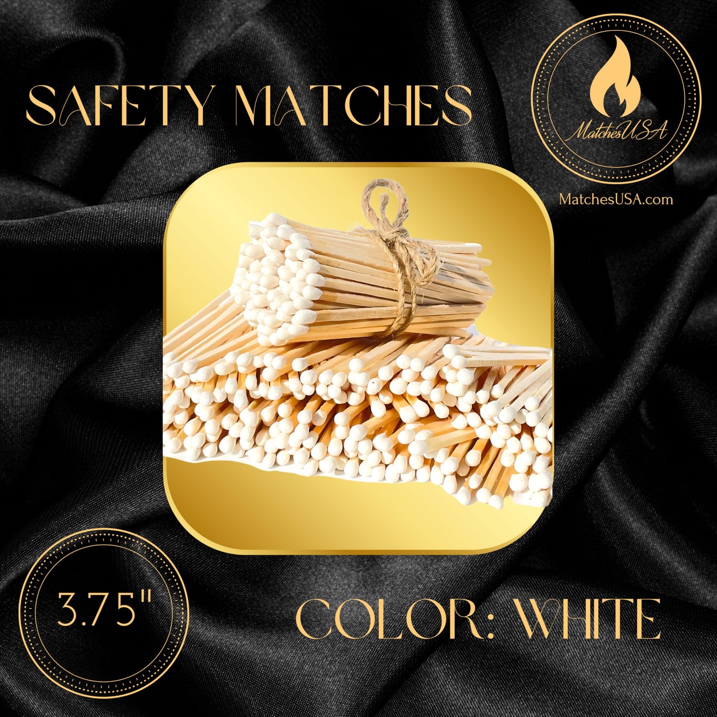 3.75" White - 100 Color Safety Matches Bundle (3.75 inches) - Free Striker! - Replacement Refill Long for Fireplace Candles - Wooden Wood Match Sticks
