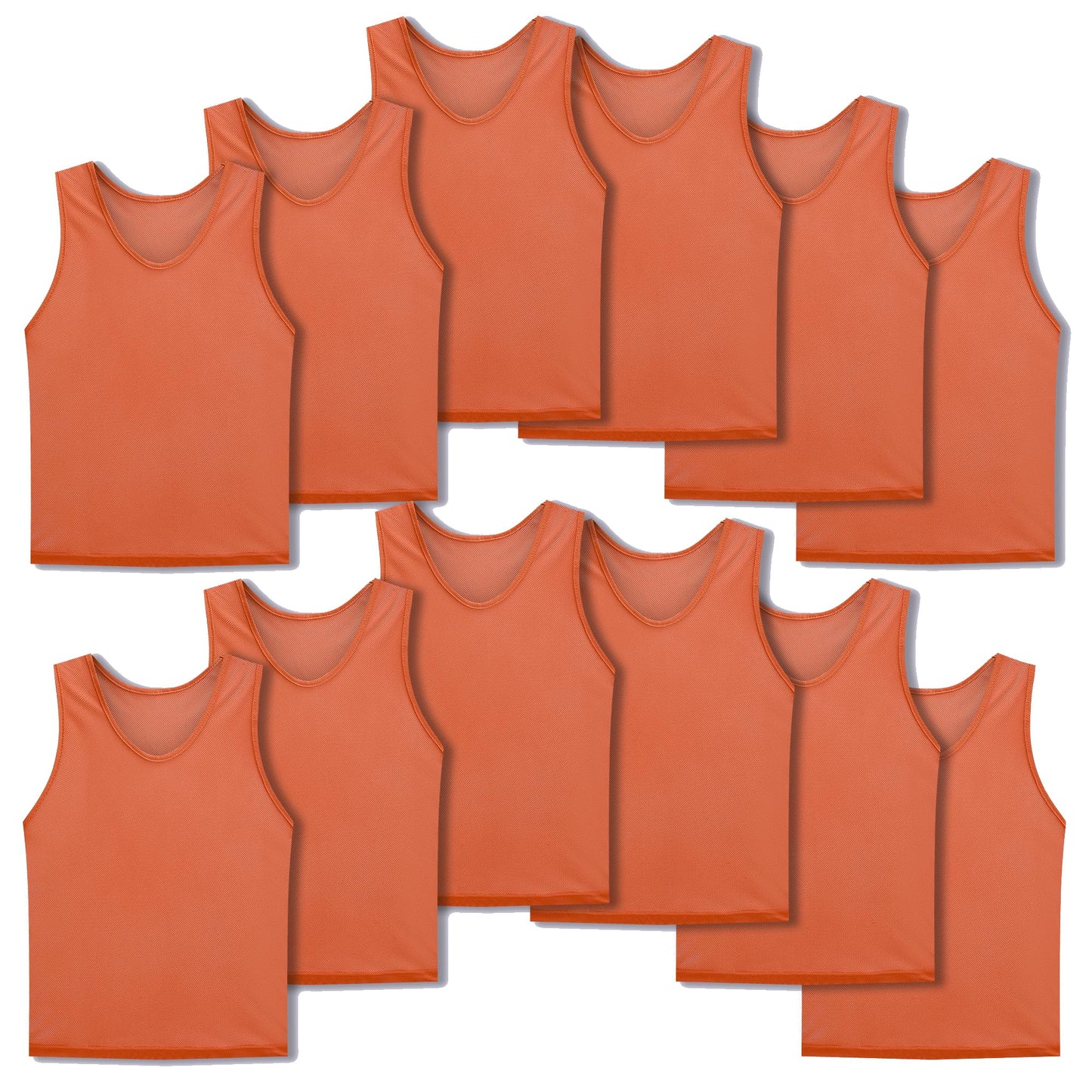 SPTEHW Scrimmage Vests Pinnies Team Practice Jerseys for Kids,Youth and Adult Sports Soccer,Football,Basketball(12 Pack)（Orange,M）