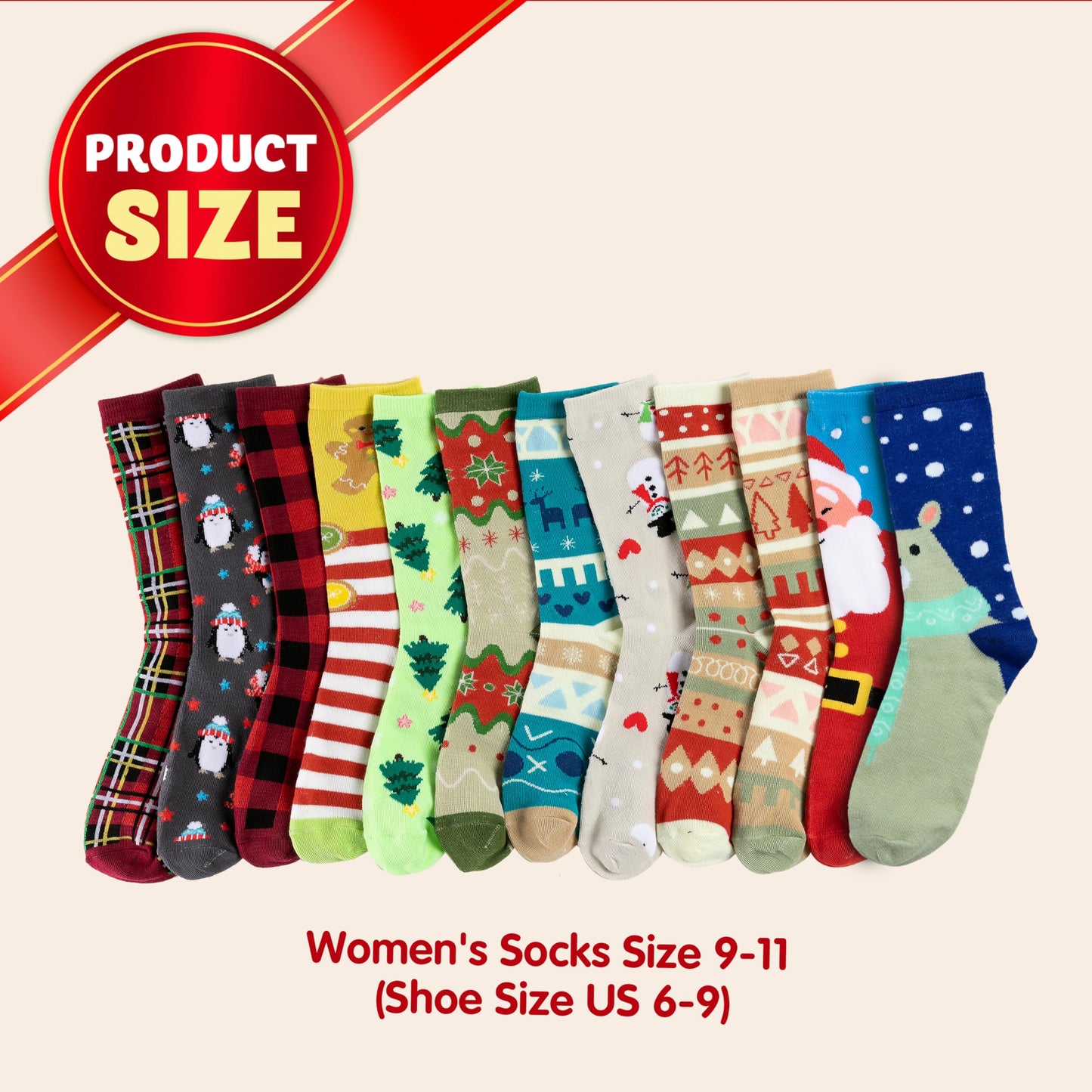 JOYIN 12 Pairs Christmas Socks, Warm Soft Novelty Crew Socks for Winter Christmas, Holiday or Birthday Gift