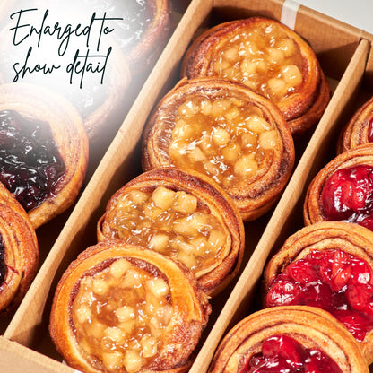Fruit Danish Pastries | Christmas Holiday Corporate Food Gifts in Gift box |12 Individually Wrapped ASSORTED Fruit Filled Cinnamon Buns | Halloween, Thanksgiving-Stern’s Bakery