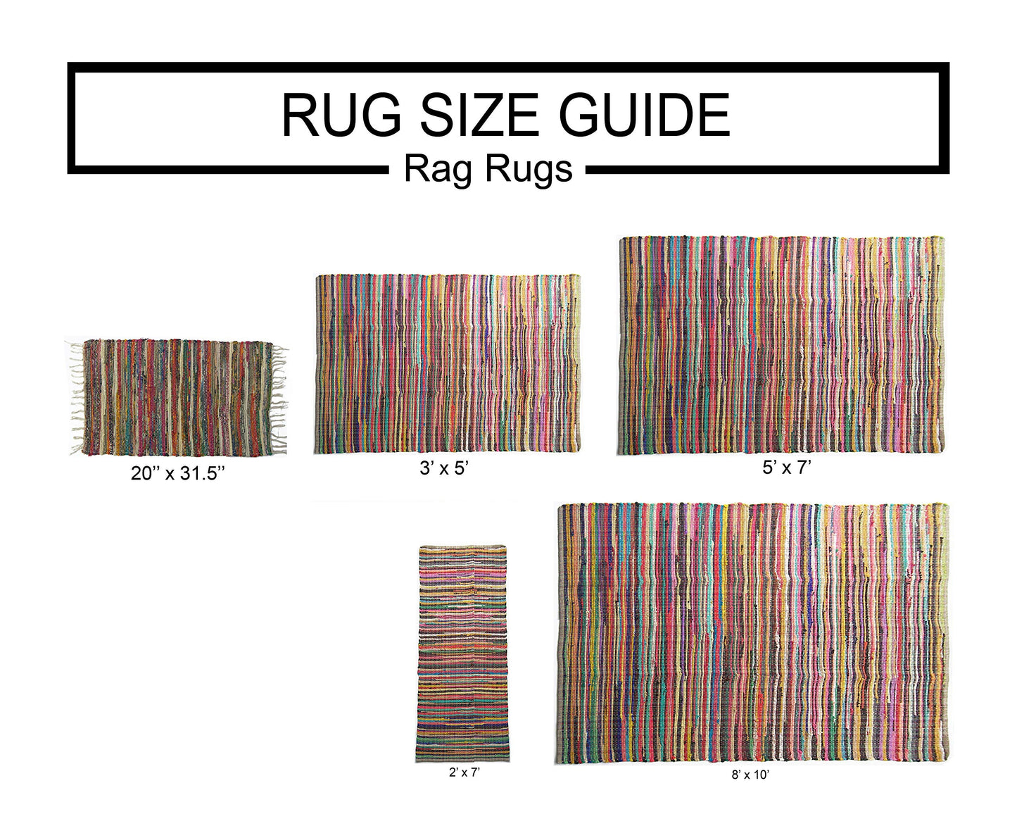 Chardin home - Eco Friendly 100% Recycled Cotton Colorful Chindi Area Rug – 8’x10’, Multi.