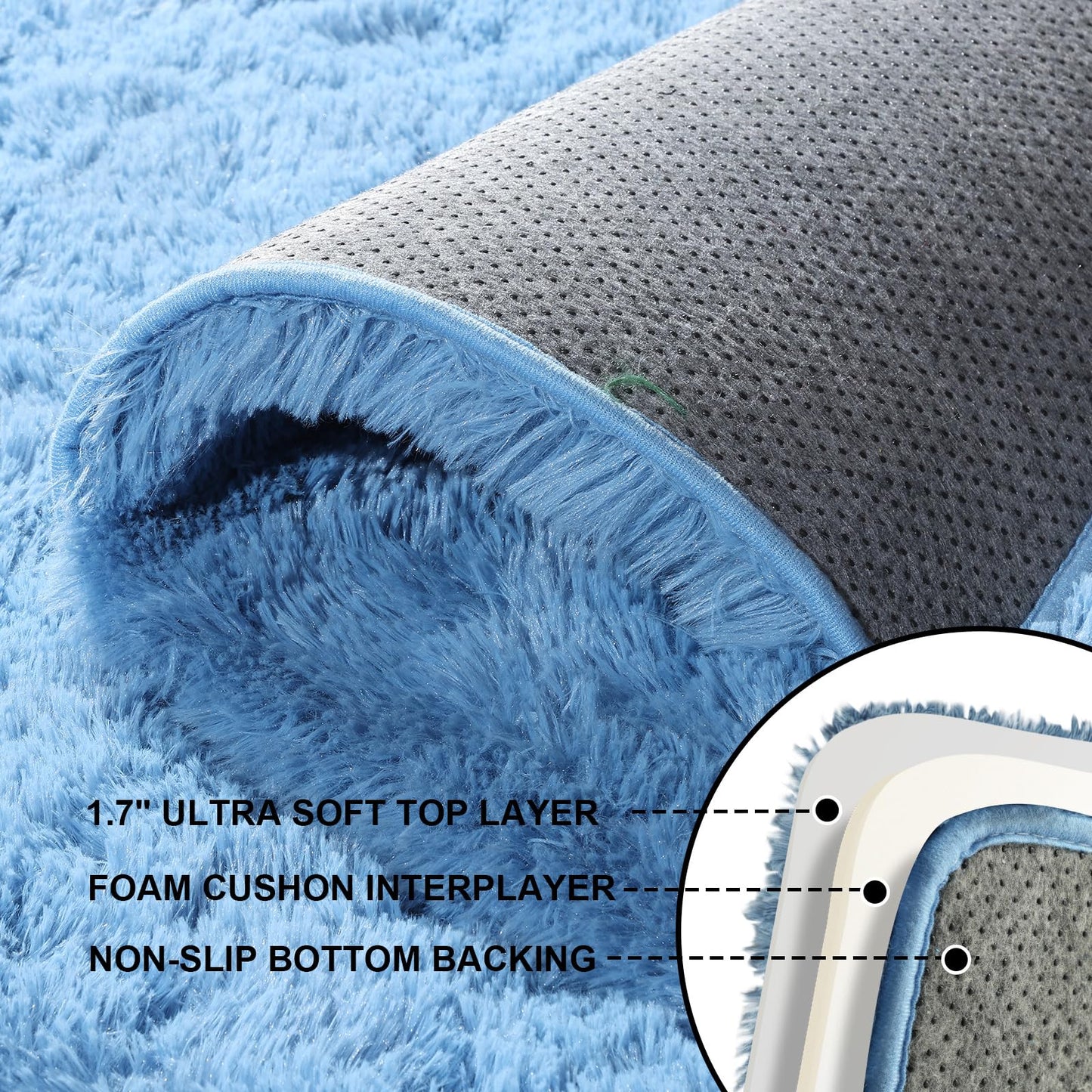Ehayx 5x7 Area Rugs for Living Room, Large Fluffy Blue Rugs for Bedroom, Fuzzy Shag Soft Non-Slip Carpet for Kids Girls and Boys Nursery Dorm Indoor Room Home Decor (5ft X 7ft)