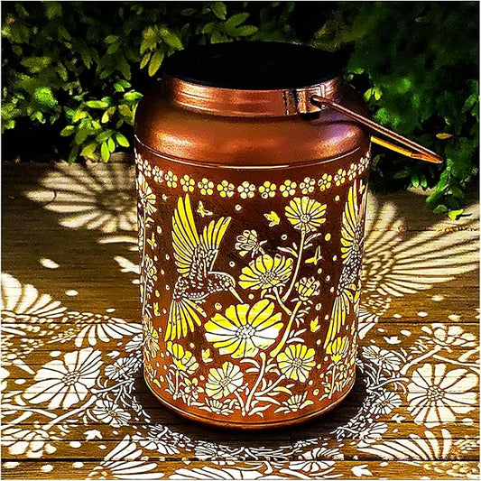 Solar Lights Outdoor Waterproof,Hummingbird Hanging Lantern,Metal Garden Lights,Patio Yard Decor,Housewarming,Decorative Birthday Gifts for Women,Mom,Grandma,1PC