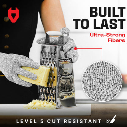 NoCry Premium Cut Resistant Gloves Food Grade — Level 5 Protection; Ambidextrous; Machine Washable; Superior Comfort and Dexterity; Lightweight Protective Gloves; Complimentary eBook