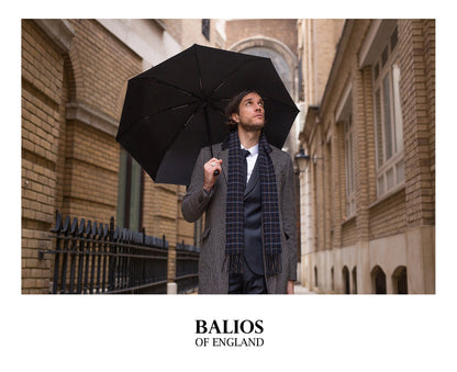 Balios Folding Umbrella Wood Handle Auto Open Close Vented Canopy Black