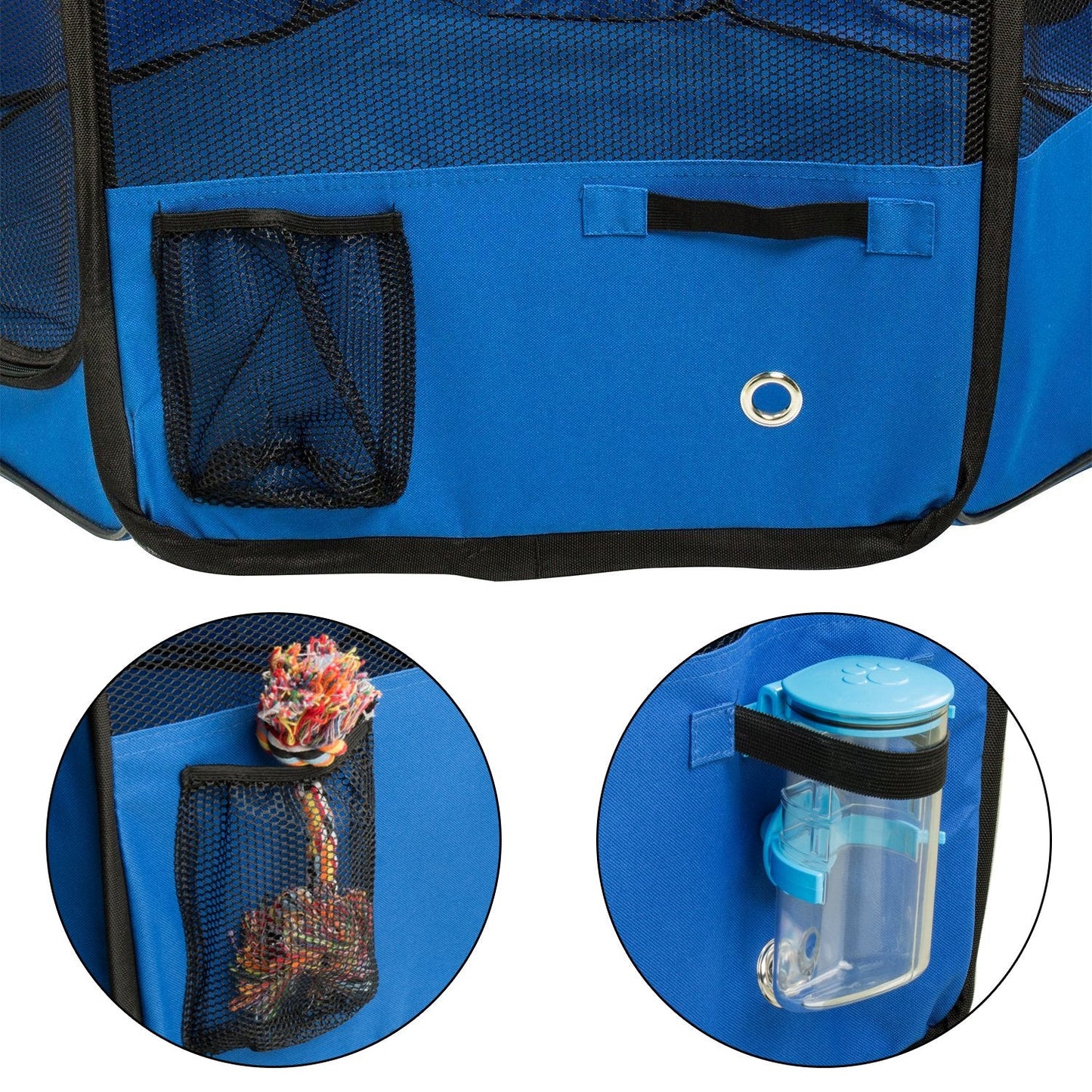 BIGWING Style Puppy Playpen,Oversize Dog Playpen,Portable Foldable,Removable Top and Bottom,Indoor and Outdoor Use,With Carry Bag,(Blue,XL)
