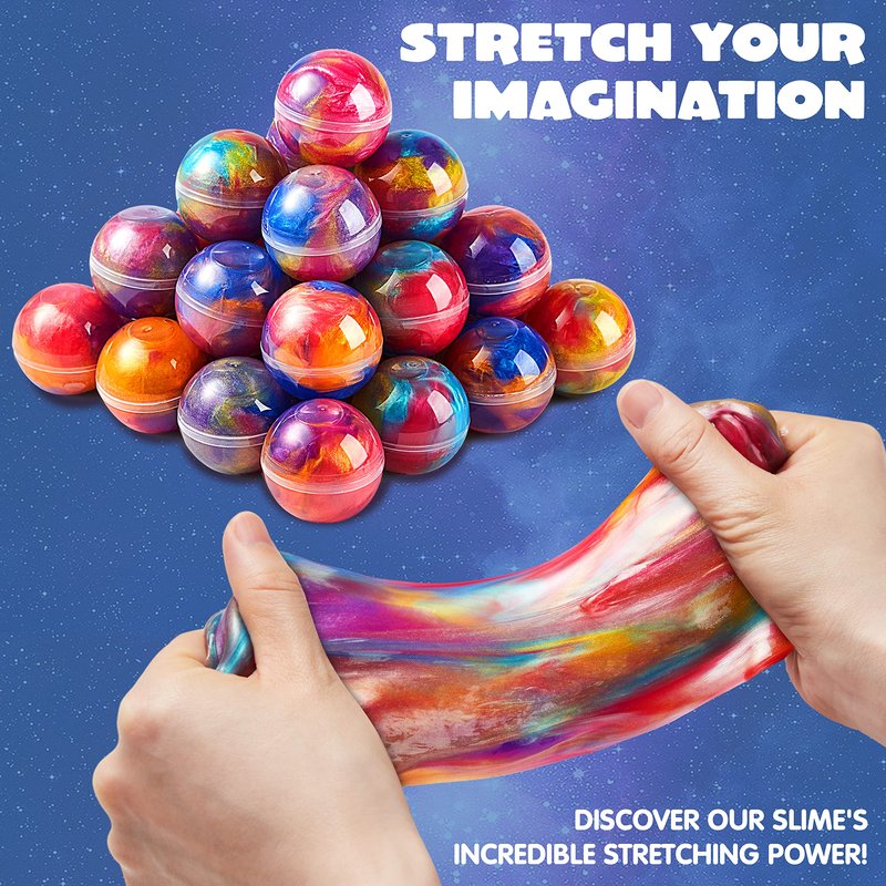 JOYIN Slime Party Favors, 36 Pack Galaxy Slime Ball- Stretchy, Non-Sticky, Mess-Free, Stress Relief, and Safe - Toys for Girls and Boys - Easter, Classroom Reward, Party Supplies, Valentines