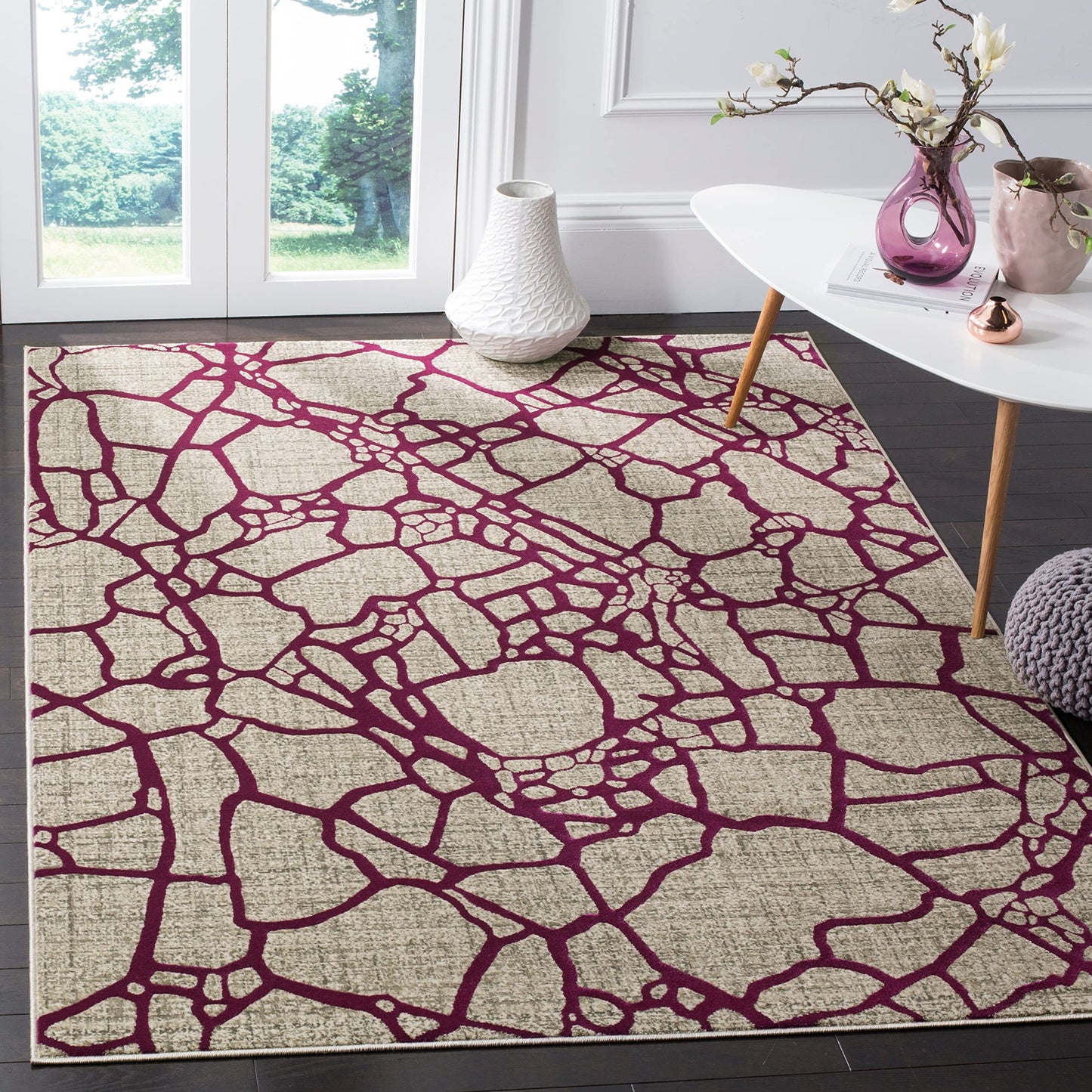 SAFAVIEH Porcello Collection Area Rug - 8'2" x 11', Light Grey & Green, Modern Abstract Design, Non-Shedding & Easy Care, Ideal for High Traffic Areas in Living Room, Bedroom (PRL7737G)