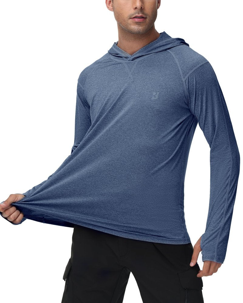 Roadbox UPF 50+ Fishing Shirts for Men Long Sleeve UV Sun Protection Hoodie Outdoor Hiking Shirts