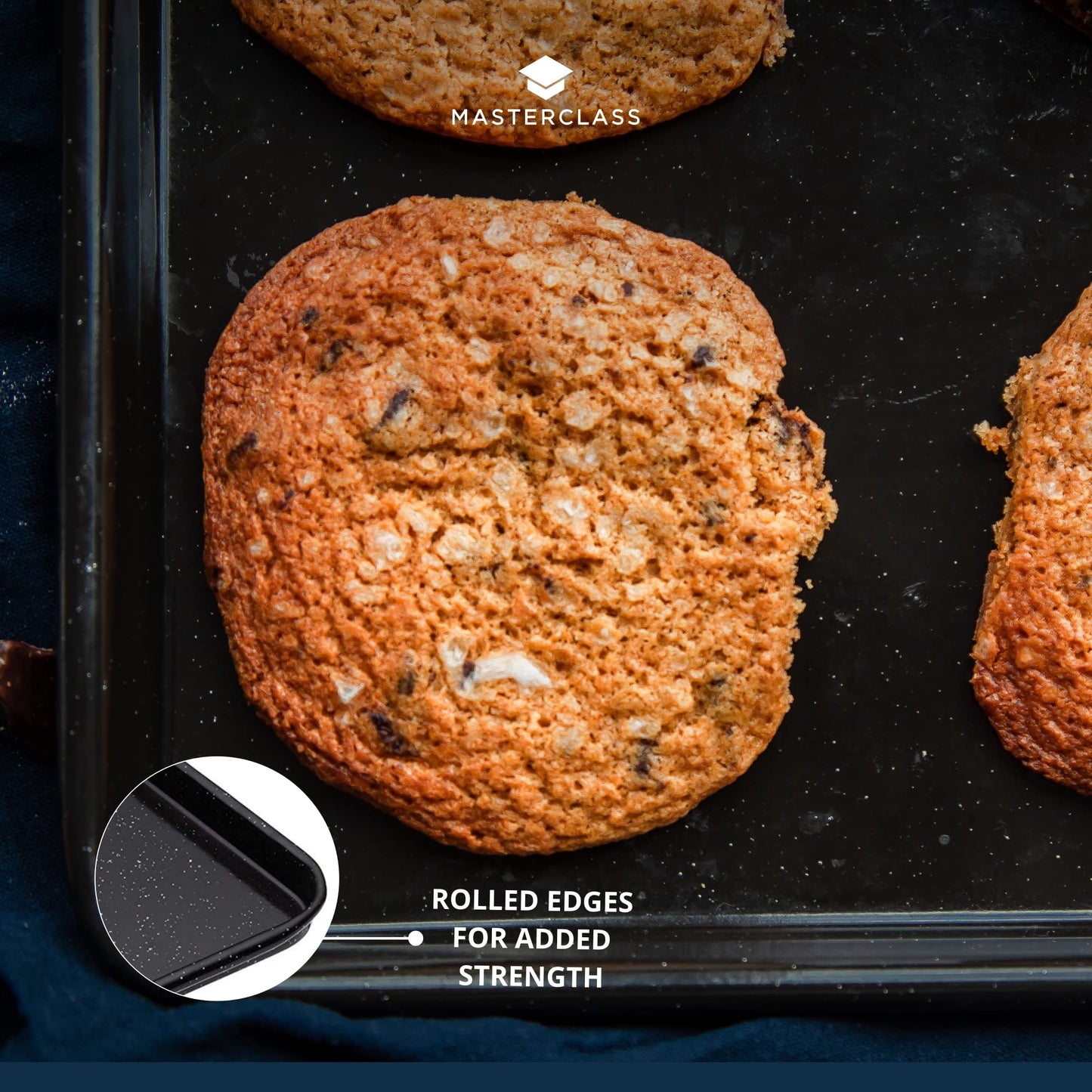 MasterClass Small Baking Tray, Scratch Resistant Vitreous Enamel and Induction Safe, 1 mm Thick Steel, 24 x 18 cm, Black