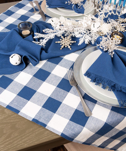 DII Buffalo Check Collection, Classic Farmhouse Tablecloth, Tablecloth, 52x52, Navy & Cream