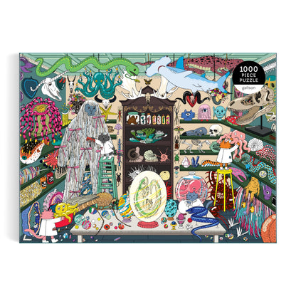 Galison World of Curiosities – 1000 Piece Jigsaw Puzzle Featuring Humorous Illustrations of A Spooky Shop Scene