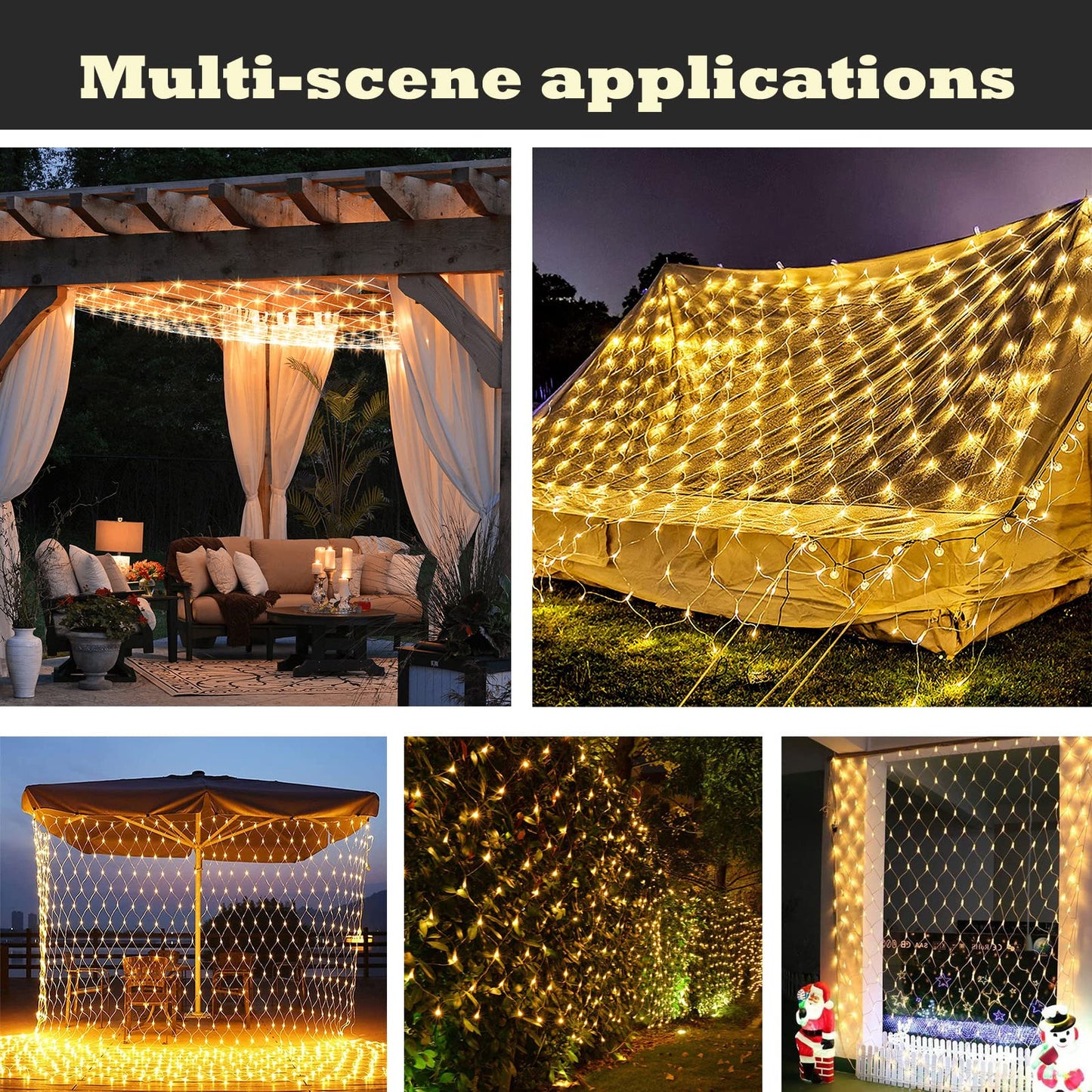 Eueasy LED Net Lights, 270 LED 10x10FT with Timer & 8 Lighting Modes, Outdoor Net Lights for Gazebo, Bush, Wedding, Holiday