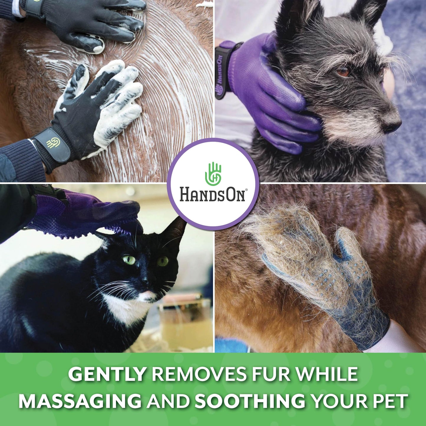 H HANDSON Pet Grooming Gloves - Patented #1 Ranked, Award Winning Shedding, Bathing, & Hair Remover Gloves - Gentle Brush for Cats, Dogs, and Horses (Grey, Small)