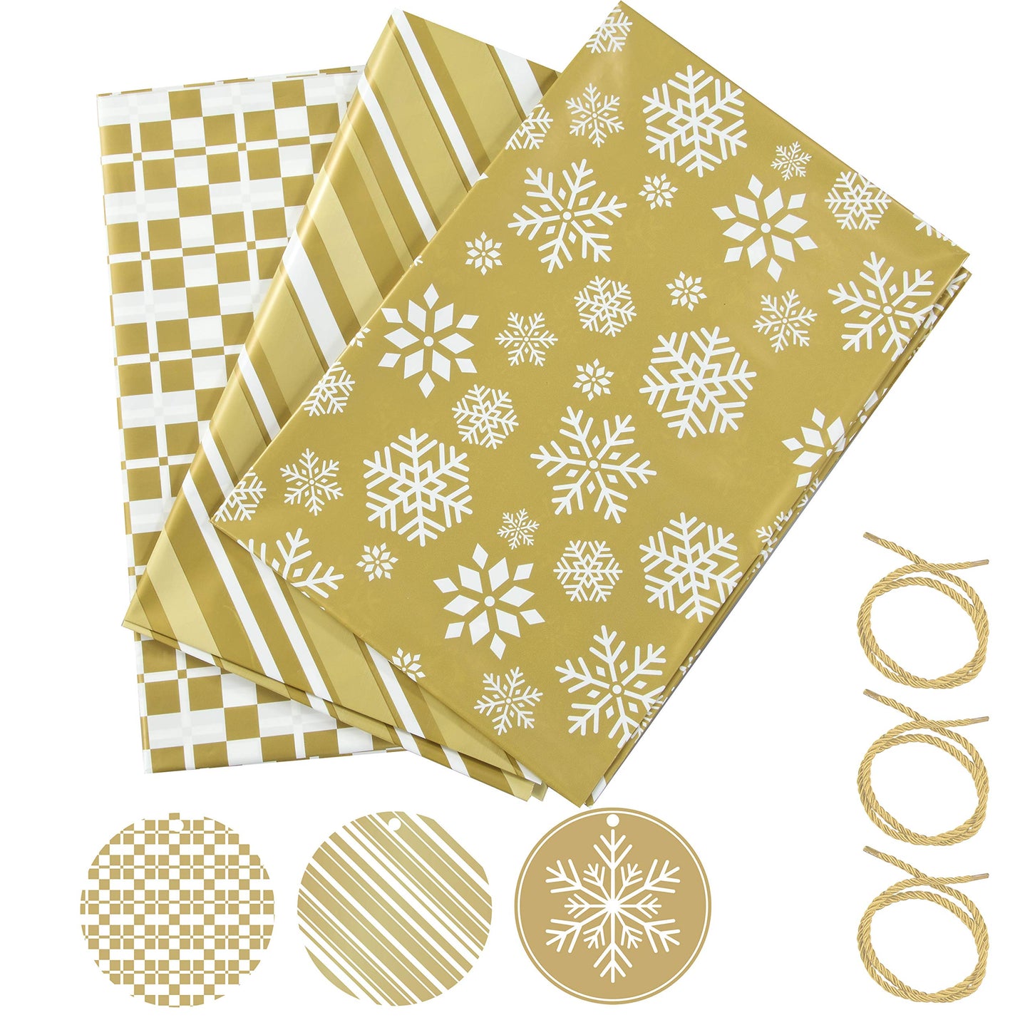 JOYIN 3 PCS 56”x36” Jumbo present Bags Parties Gold for Xmas Large Holiday Plastic Gift Bag, Christmas Decorations, Carry-on Luggage, Large Toys and Stuffed Animals