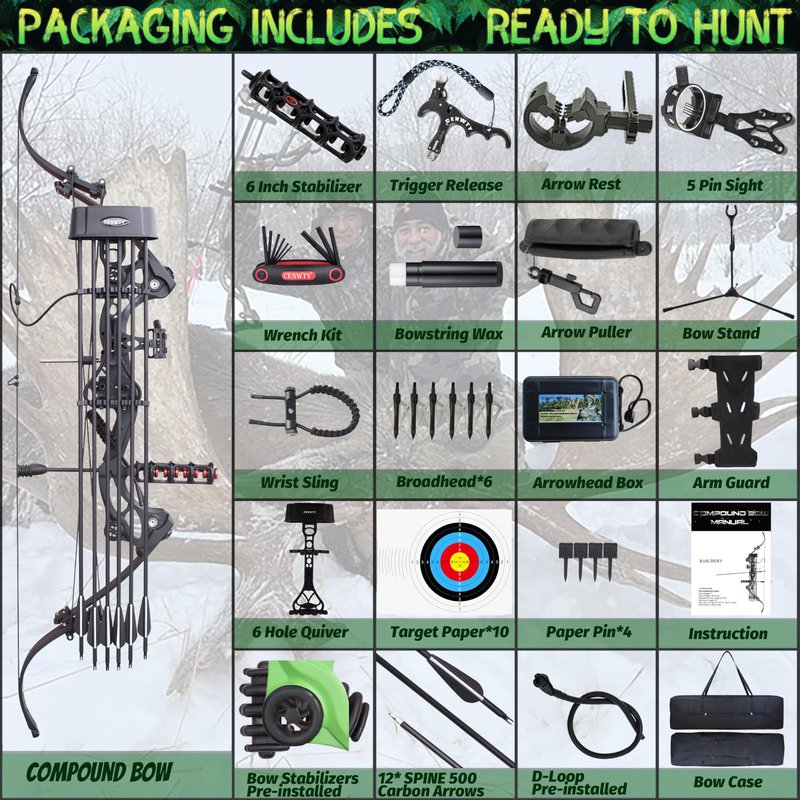 Archery Recurve Bow 30-45 Lbs Adjustable American Hunting Bow Compound Bow for Outdoor Hunting Shooting Fishing Right Hand (Black)