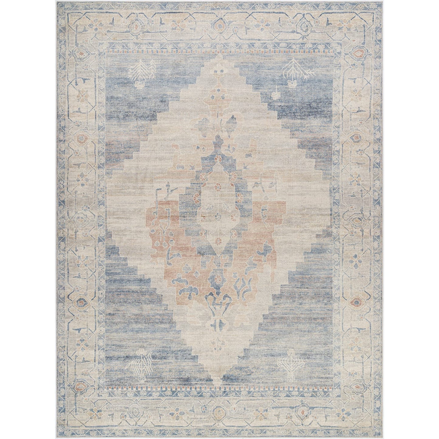 Livabliss x Becki Owens Luca Medallion Area Rug , 6'7" x 9', Pewter