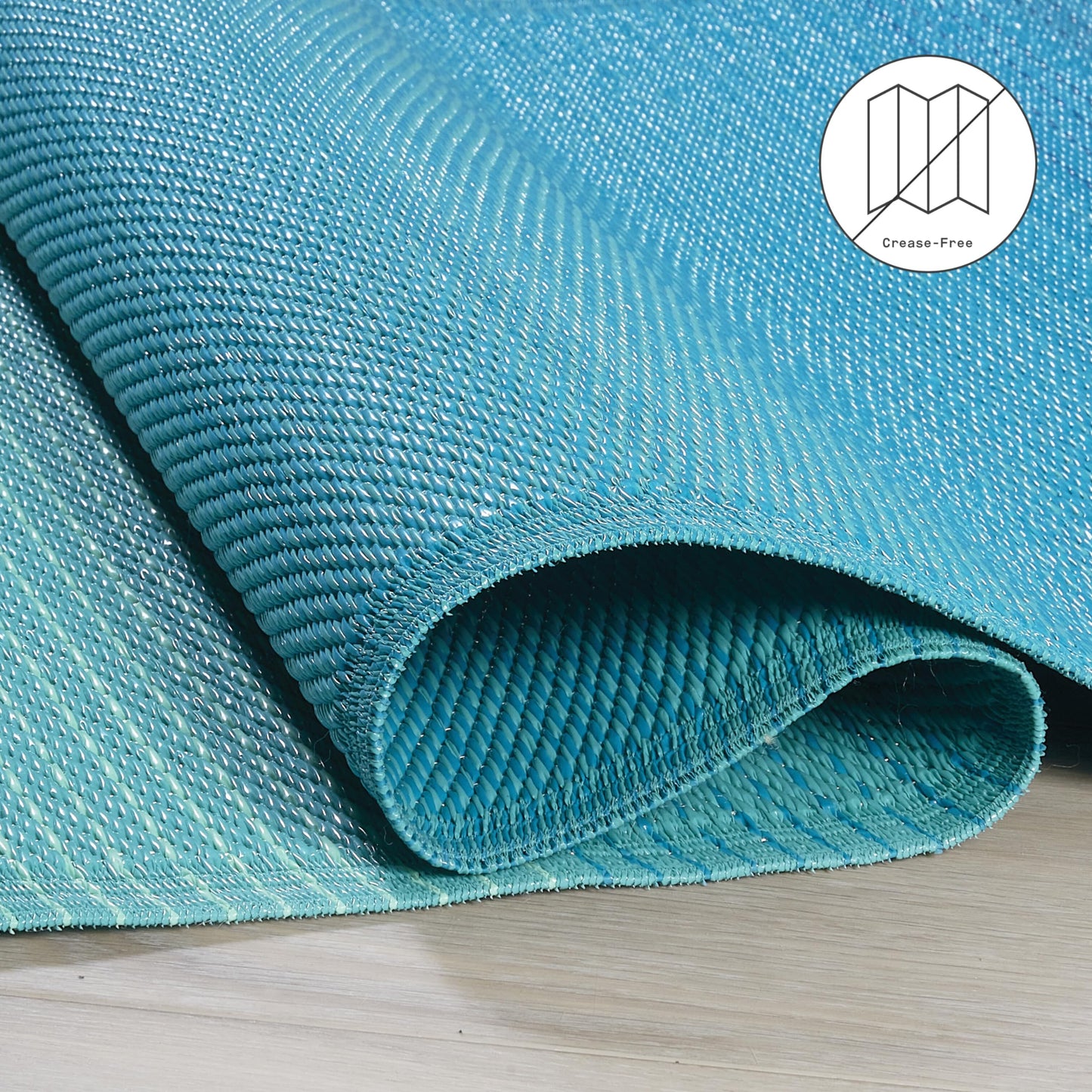 Fab Habitat Outdoor Rug - Waterproof, Fade Resistant, Crease-Free - Premium Recycled Plastic - Ombre - Patio, Deck, Porch, Balcony, Laundry Room - Big Sur - Teal - 4 x 6 ft