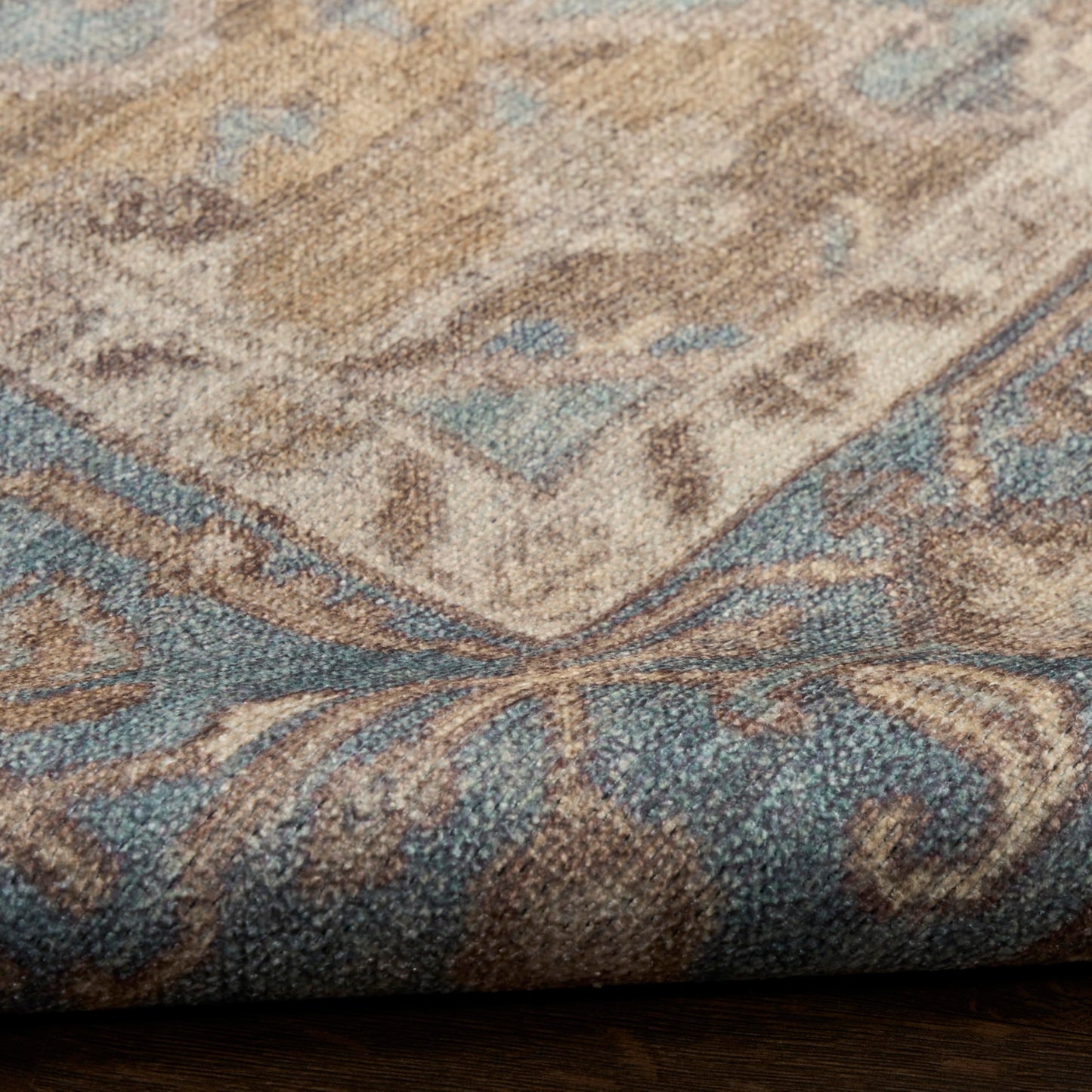 Nourison Home Vintage Washables Blue Green 5'3" x 7'3" Area Rug - Easy Clean, Non Shedding, Bed Room, Living Room, Dining Room, Kitchen (5' x 7')