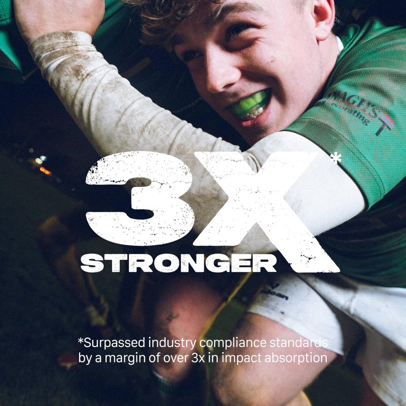 SAFEJAWZ Mouth Guard, Elements Dual Layer Mouthguard for Youth with Case, Easy Fit Remoldable Mouthpiece for Football, Boxing, Lacrosse, Basketball & All Contact Sports (Kids <11 Years, Earth Green)