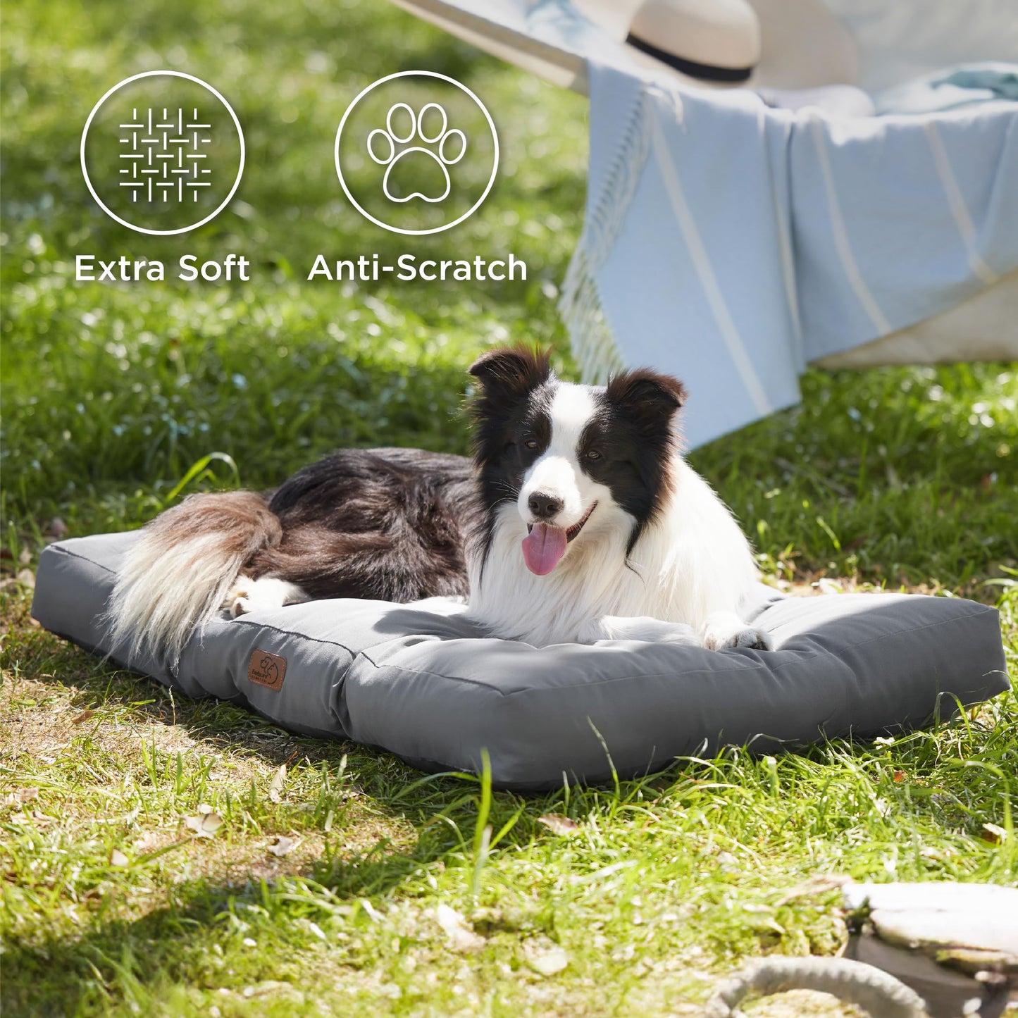Bedsure Washable Large Dog Bed - 91x68x10cm Flat Dog Bed Mattress with Oxford Fabric, Pet Pillow Cushion for Crate, Water Resistant Dog Mat Outdoor, Grey