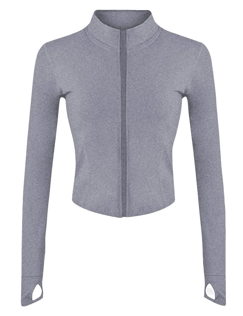 Lviefent Womens Lightweight Full Zip Running Track Jacket Workout Slim Fit Yoga Sportwear with Thumb Holes (Heather Grey, X-Large)