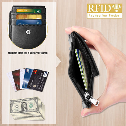 ELV Badge Holder, ID Card Wallet with 5 Card Slots, 1 RFID Blocking Pocket, Retractable Reel and Neck Lanyard Strap for Offices, School, Driver Licence