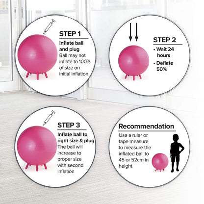 Gaiam Kids Stay-N-Play Children's Balance Ball - Flexible School Chair Active Classroom Desk Alternative Seating Built-In Stay-Put Soft Stability Legs, Includes Air Pump