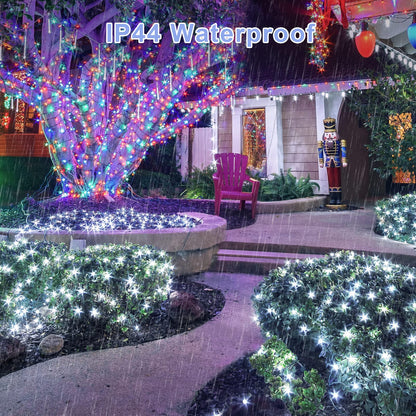 JMEXSUSS 360 LED Net Christmas Lights Outdoor Waterproof, Connectable 12ft x 5ft Net Lights Outdoor Mesh Light with Remote, 8 Modes Plug in White Christmas Light for Bushes Christmas Decorations