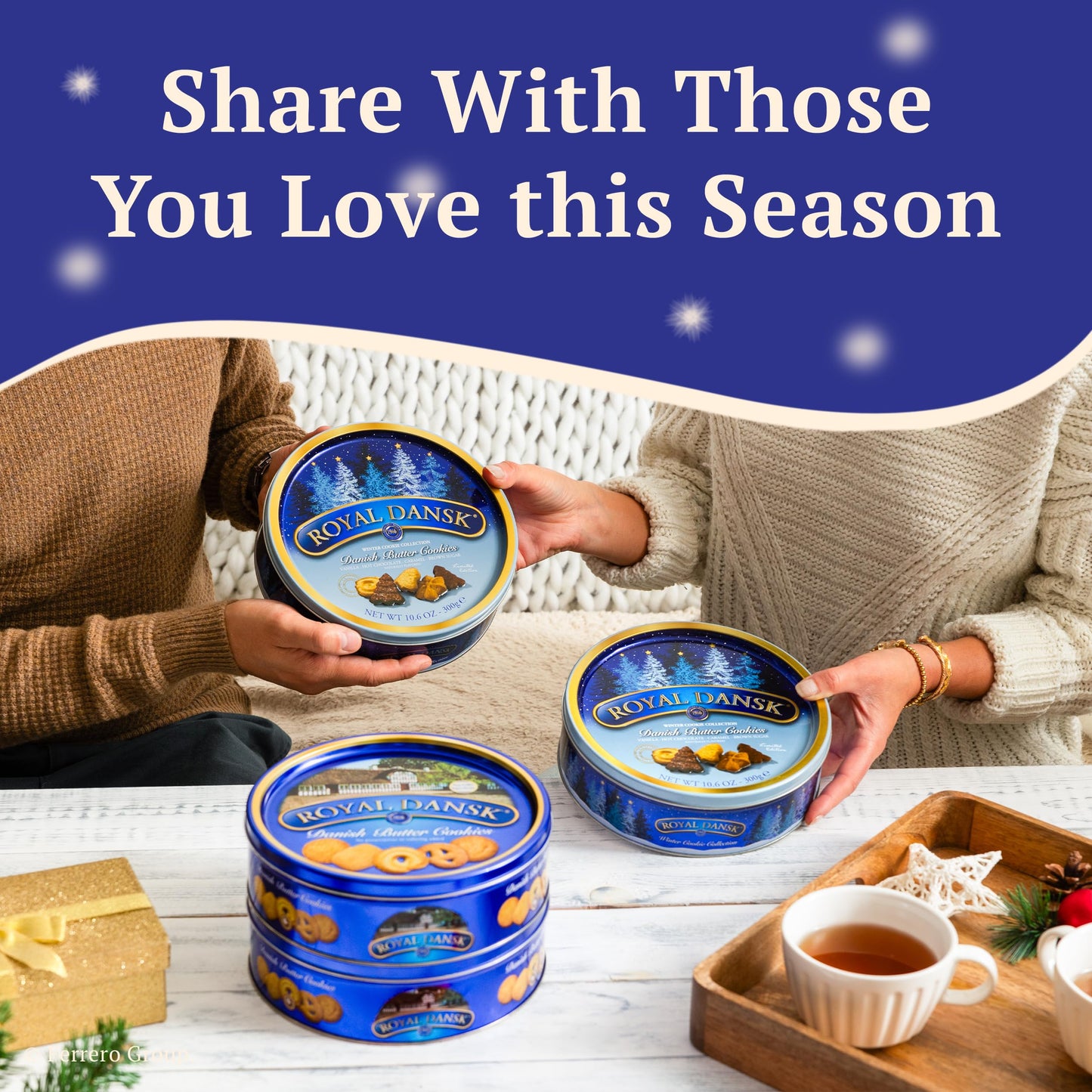 Royal Dansk Danish Butter Cookies, Holiday Cookie 4 Pack, Gift Tin, 45.2 oz