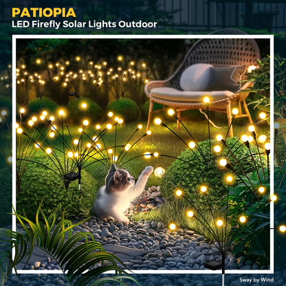 PATIOPIA Solar Lights Outdoor Garden, 20 LED Firefly Outdoor Garden Lights Waterproof, Solar Powered Swaying Light for Pathway, Yard, Patio Decoration (2 Pack,Warm White)