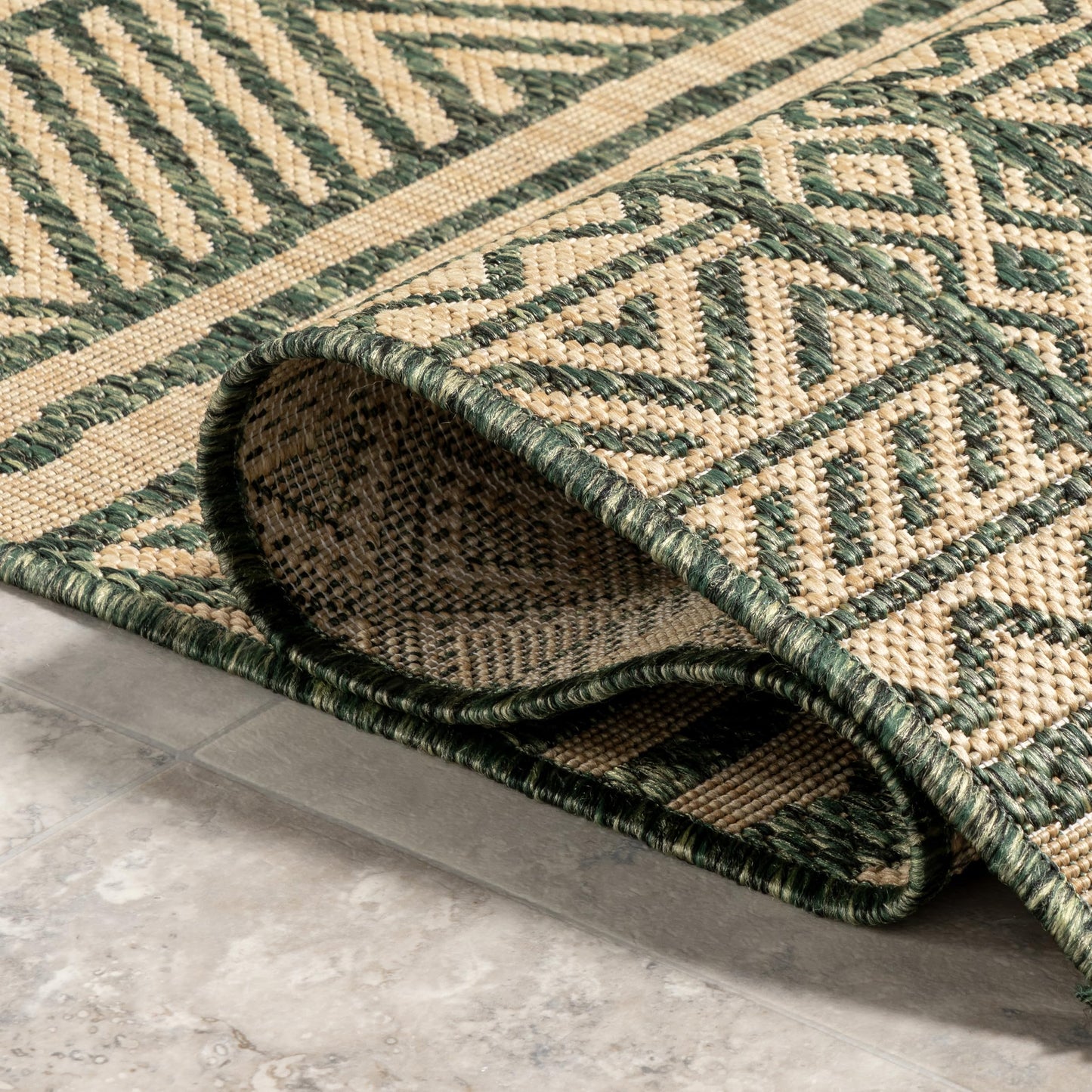 nuLOOM Outdoor Performance Abbey Green/Brown, 5' x 8', Tribal, Soft and Cozy, High Traffic, Performance, Weather Resistant Area Rug for Indoor/Outdoor Patio, Deck, Porch, Garden, Courtyard