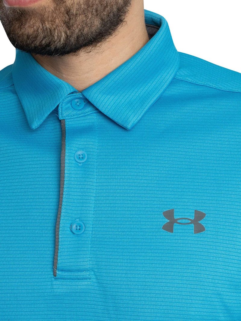 Under Armour Men's Tech Golf Polo, (453) Ether Blue / / Pitch Gray, Small