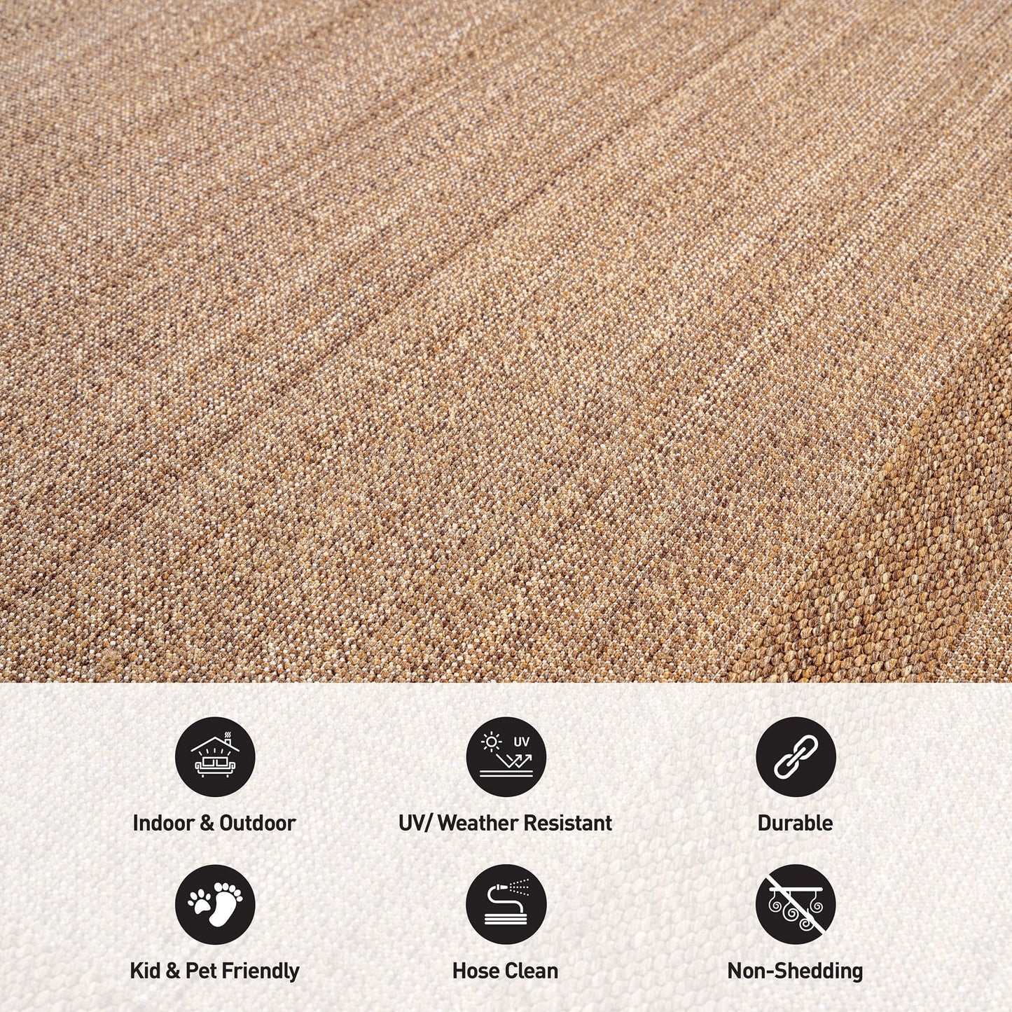 Rugshop Border Plain Indoor Outdoor Flat Woven Area Rug,Natural Jute-Style,Easy-Care Patio Rug for Backyard Porch Deck Balcony, 7'10" x 10' Sand/Natural