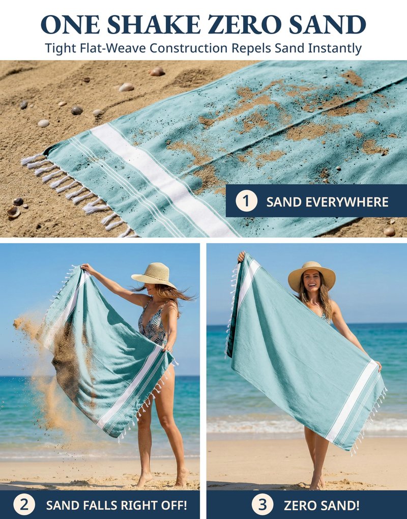LANE LINEN Beach Towel - Beach Towels Oversized, Pre-Washed Large Beach Towels, Sandless Beach Towel, Quick Dry Travel Towel, Large Pool Towels, 39"x71" - Hunter Green