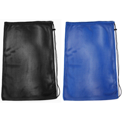 2 Packs Mesh Gear Bag for Snorkel Equipment, Oversized 18" x 27" Mesh Dive Bag Scuba Diving Bag Snorkel Bag Backpack for Snorkeling Gear, Fins, Swimming Gear, Beach and Sports Equipment (Black & Blue)