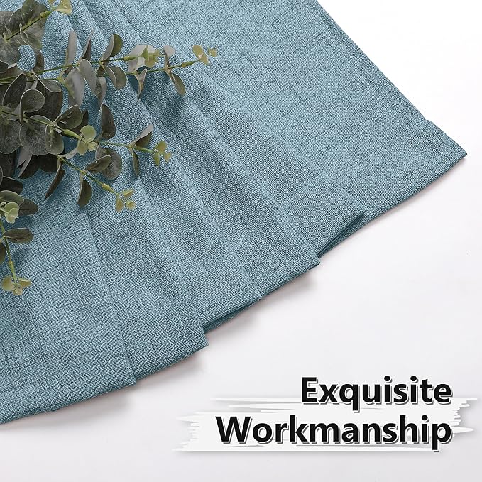 Tollpiz Linen Curtain Bedroom Rod Pocket Semi Sheer Curtains Burlap Light Filtering Thick Linen Drape for Living Room, 54 x 63 inches Long, Dusty Blue, Set of 2 Panels
