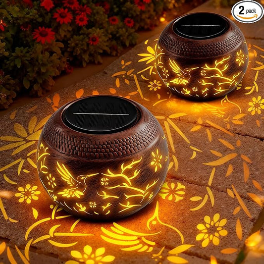 Solar Lanterns Outdoor Waterproof Hummingbird Garden Decor Birthday Gifts for Women, Mothers Day Gifts for Mom, Solar Table Lantern Decorations for Yard Patio Porch Deck Backyard Outside 2 Pack