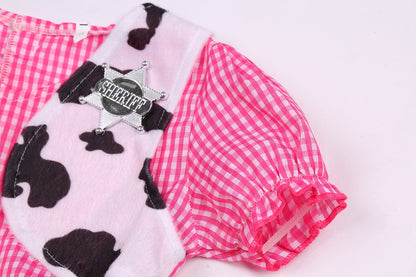 Ekoropshop Cowgirl Costume for girls West Cowgirl Halloween Outfit Dress with Pink Cowboy Hat-S