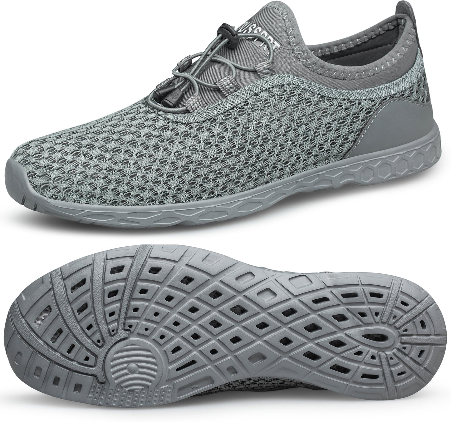 DOUSSPRT Men's Water Shoes Quick Drying Sports Aqua Shoes AllDarkgrey Size 8.5