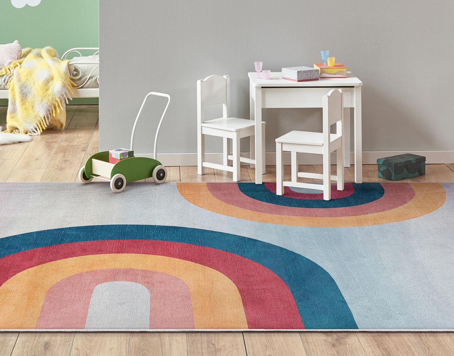 Well Woven Kids Rugs Kaleidoscope Rainbow 7'7" x 9'10" Multi Color Modern Distressed Flat-Weave Area Rug