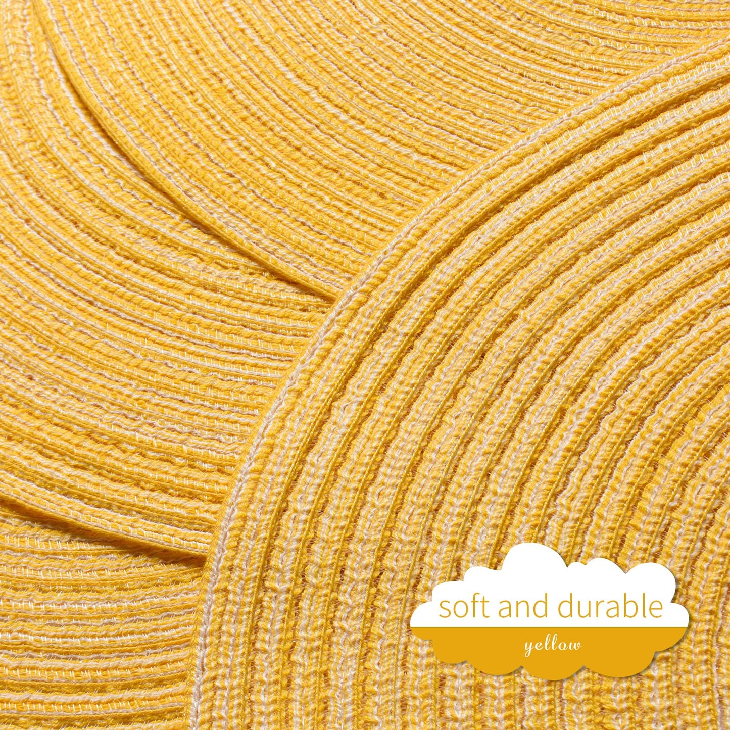 FunWheat Round Braided Placemats Set of 6 Place mats for Dining Tables Woven Heat Resistant Table Mats 15 inch (Yellow)